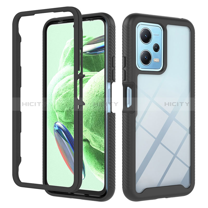 Coque Rebord Contour Silicone et Vitre Transparente Housse Etui 360 Degres YB2 pour Xiaomi Redmi Note 12 5G Noir Plus