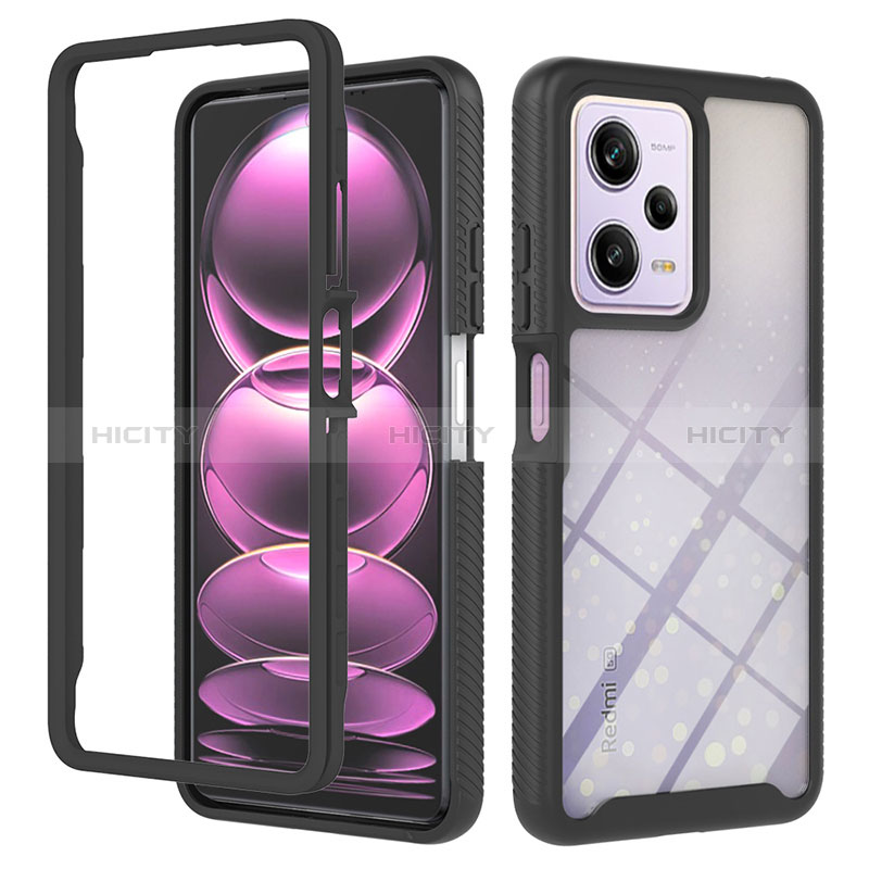 Coque Rebord Contour Silicone et Vitre Transparente Housse Etui 360 Degres YB2 pour Xiaomi Redmi Note 12 Pro 5G Noir Plus