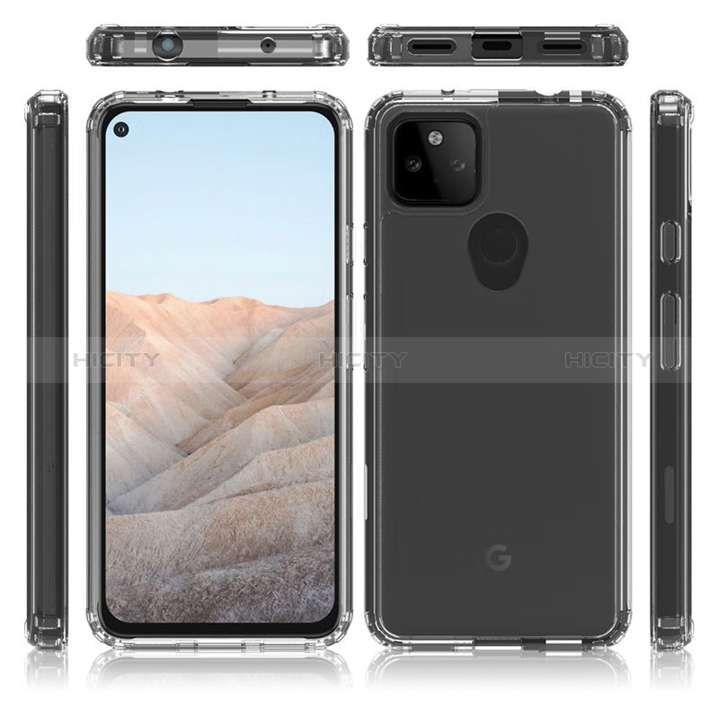 Coque Rebord Contour Silicone et Vitre Transparente Housse Etui 360 Degres Z01J pour Google Pixel 5a 5G Clair Plus