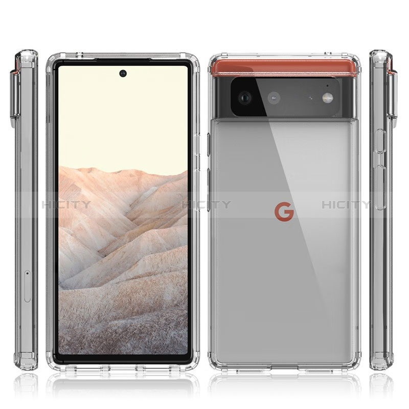 Coque Rebord Contour Silicone et Vitre Transparente Housse Etui 360 Degres Z01J pour Google Pixel 6 5G Clair Plus