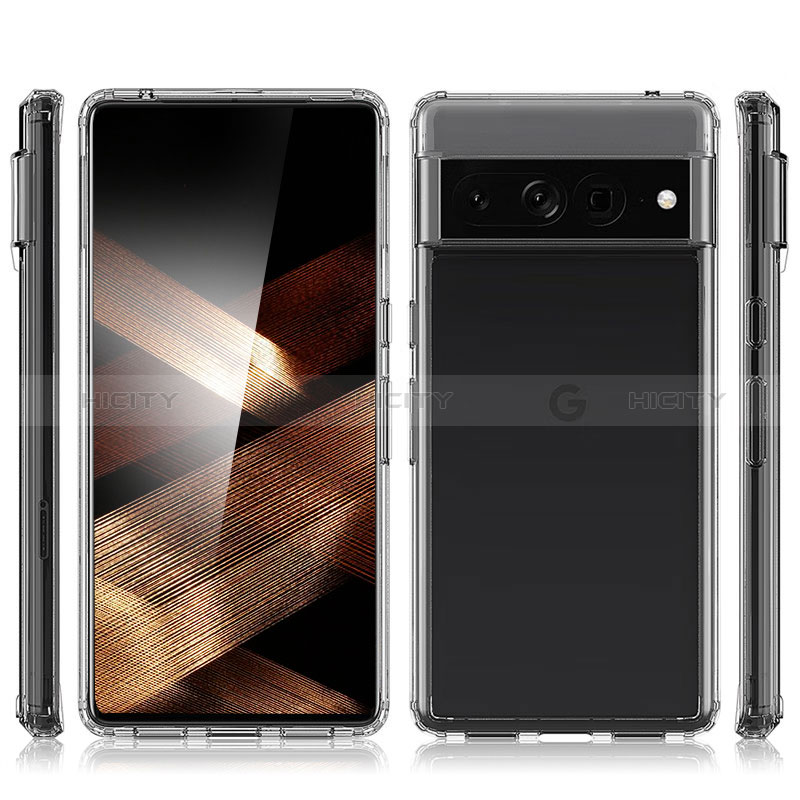 Coque Rebord Contour Silicone et Vitre Transparente Housse Etui 360 Degres Z01J pour Google Pixel 7 Pro 5G Clair Plus