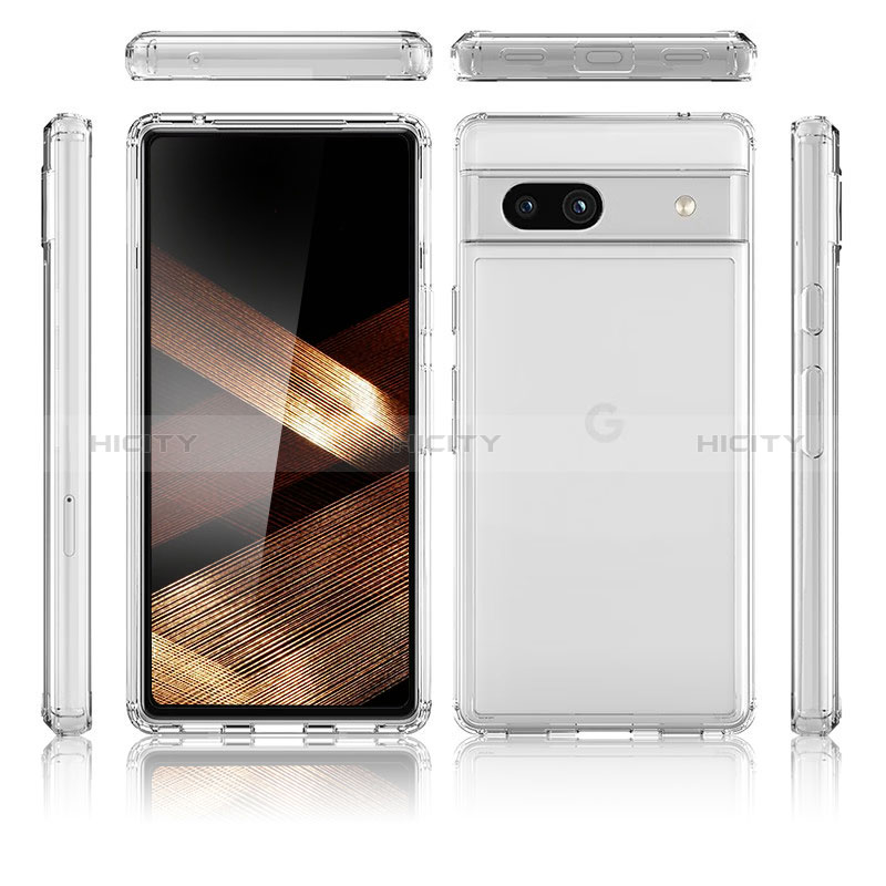 Coque Rebord Contour Silicone et Vitre Transparente Housse Etui 360 Degres Z01J pour Google Pixel 7a 5G Clair Plus