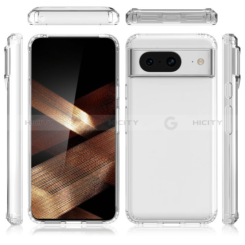 Coque Rebord Contour Silicone et Vitre Transparente Housse Etui 360 Degres Z01J pour Google Pixel 8 5G Clair Plus