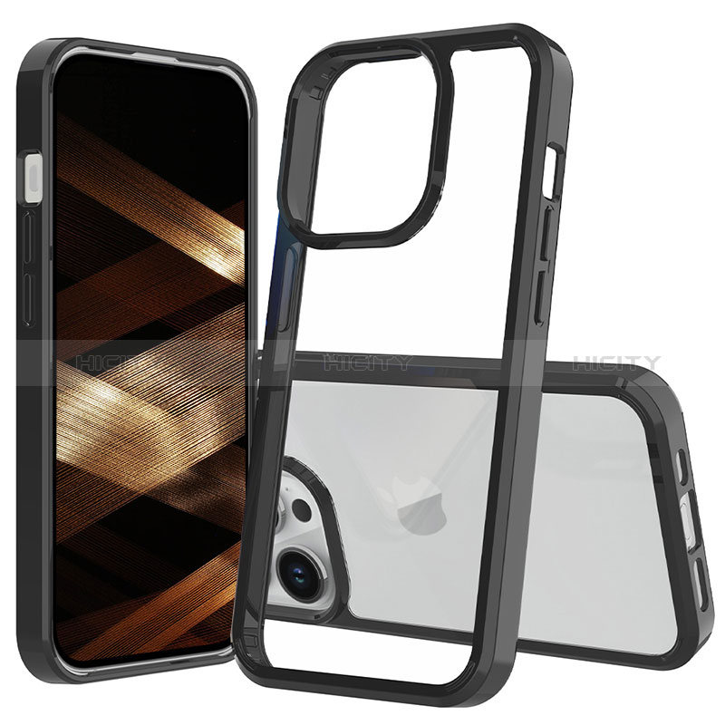 Coque Rebord Contour Silicone et Vitre Transparente Housse Etui 360 Degres ZJ1 pour Apple iPhone 14 Pro Max Noir Plus