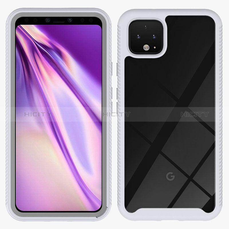 Coque Rebord Contour Silicone et Vitre Transparente Housse Etui 360 Degres ZJ1 pour Google Pixel 4 Blanc Plus