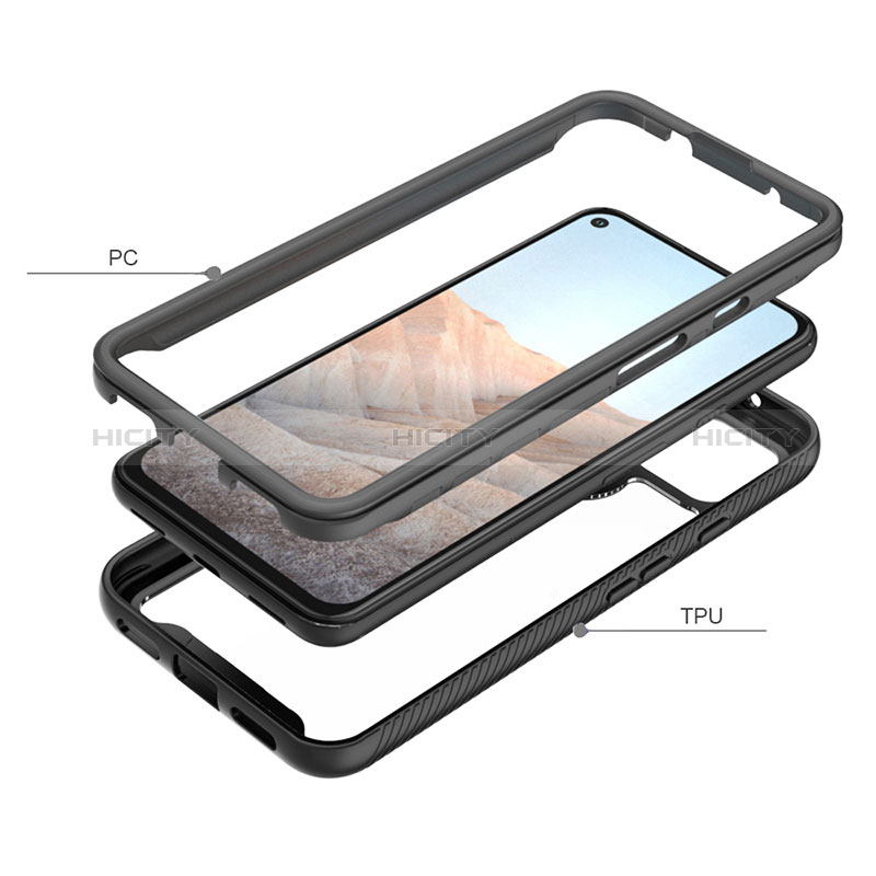 Coque Rebord Contour Silicone et Vitre Transparente Housse Etui 360 Degres ZJ1 pour Google Pixel 5a 5G Plus