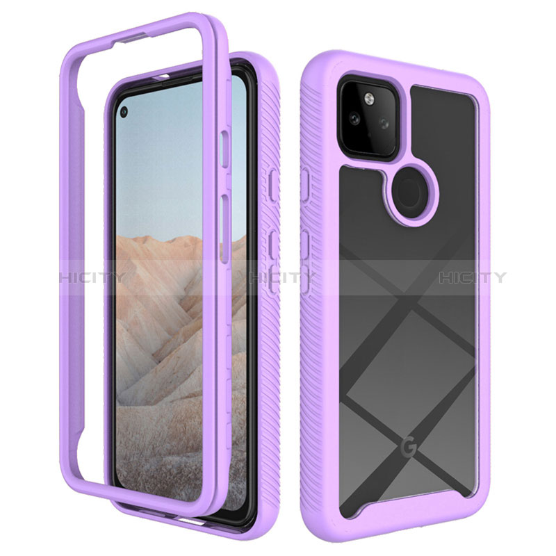 Coque Rebord Contour Silicone et Vitre Transparente Housse Etui 360 Degres ZJ1 pour Google Pixel 5a 5G Plus