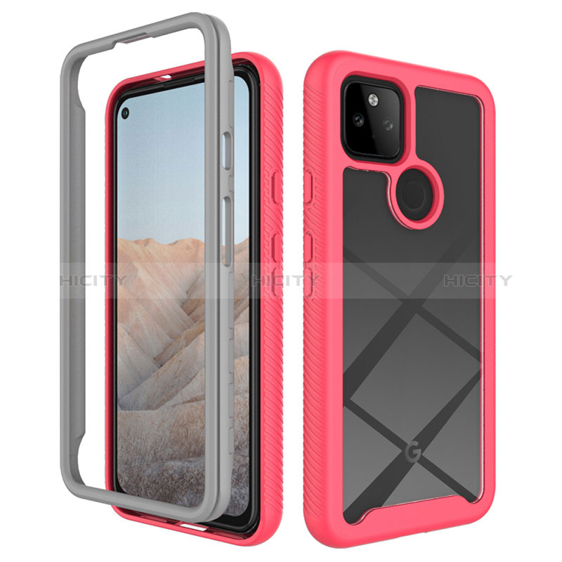 Coque Rebord Contour Silicone et Vitre Transparente Housse Etui 360 Degres ZJ1 pour Google Pixel 5a 5G Plus