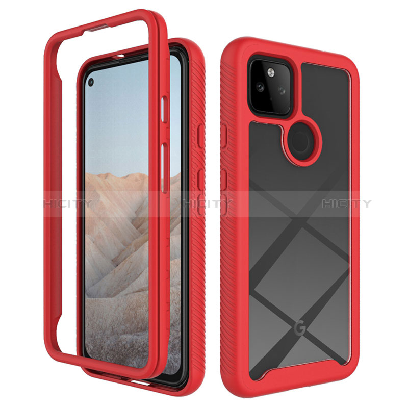 Coque Rebord Contour Silicone et Vitre Transparente Housse Etui 360 Degres ZJ1 pour Google Pixel 5a 5G Plus