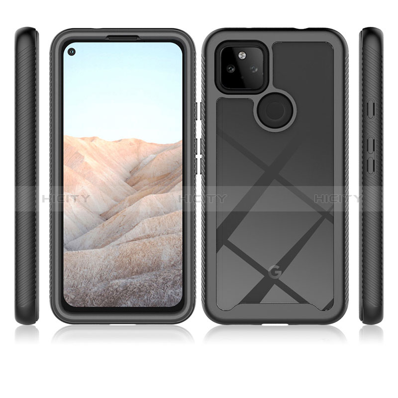 Coque Rebord Contour Silicone et Vitre Transparente Housse Etui 360 Degres ZJ1 pour Google Pixel 5a 5G Plus