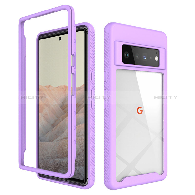 Coque Rebord Contour Silicone et Vitre Transparente Housse Etui 360 Degres ZJ1 pour Google Pixel 6 Pro 5G Plus