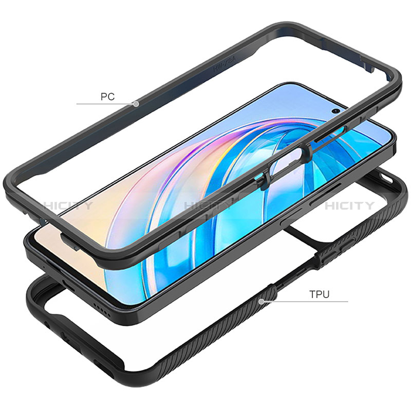 Coque Rebord Contour Silicone et Vitre Transparente Housse Etui 360 Degres ZJ1 pour Huawei Honor X8a 4G Plus