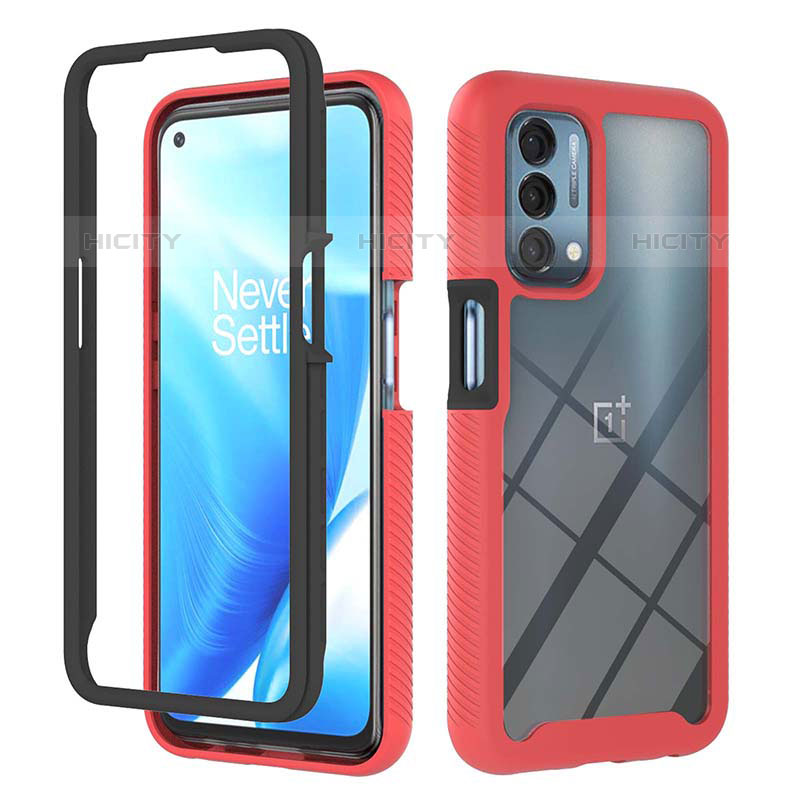 Coque Rebord Contour Silicone et Vitre Transparente Housse Etui 360 Degres ZJ1 pour OnePlus Nord N200 5G Rouge Plus