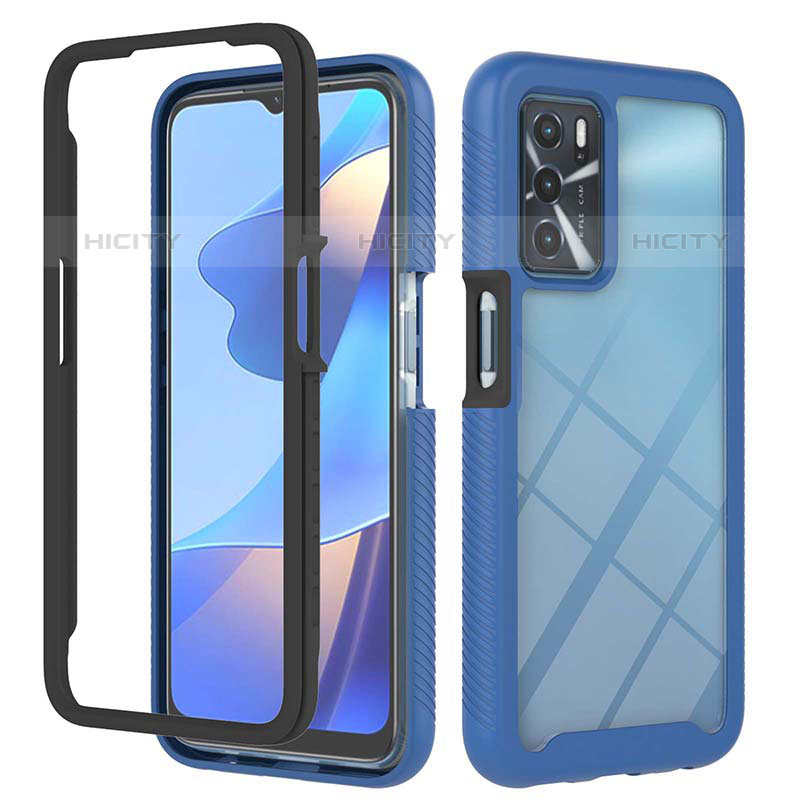 Coque Rebord Contour Silicone et Vitre Transparente Housse Etui 360 Degres ZJ1 pour Oppo A16s Bleu Plus