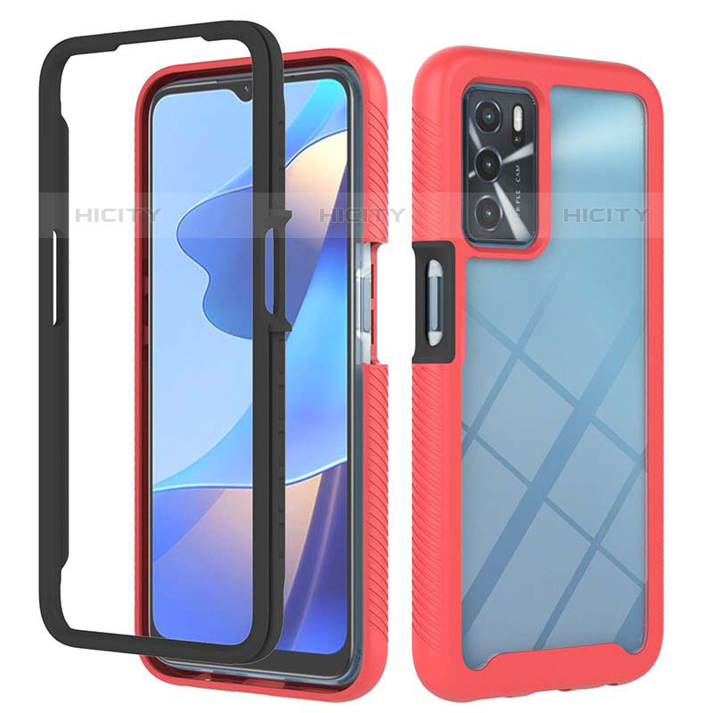 Coque Rebord Contour Silicone et Vitre Transparente Housse Etui 360 Degres ZJ1 pour Oppo A16s Rouge Plus