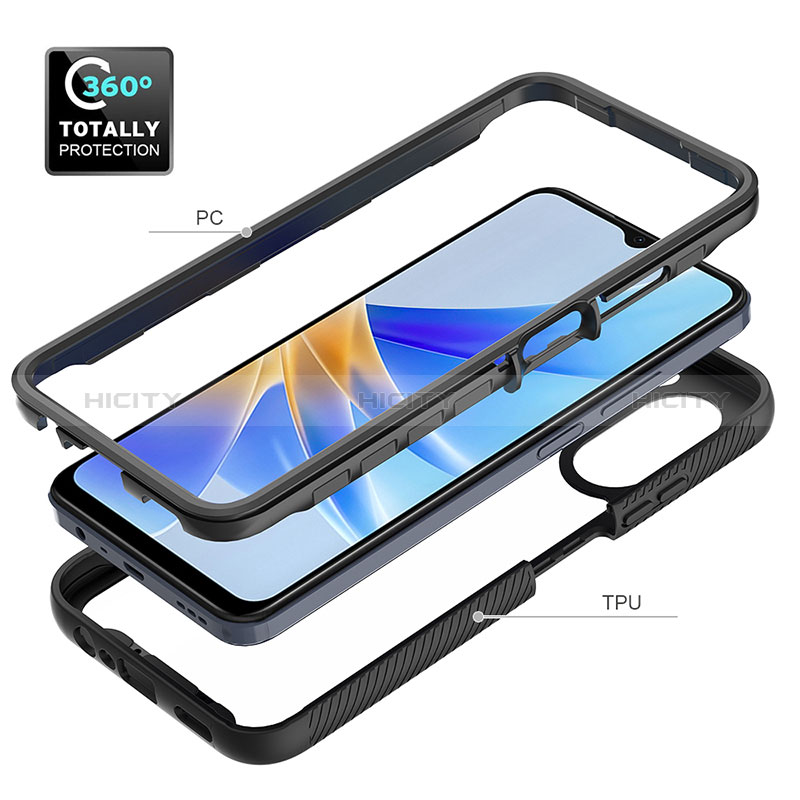 Coque Rebord Contour Silicone et Vitre Transparente Housse Etui 360 Degres ZJ1 pour Oppo A17 Plus