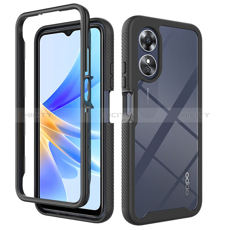 Coque Rebord Contour Silicone et Vitre Transparente Housse Etui 360 Degres ZJ1 pour Oppo A17 Plus