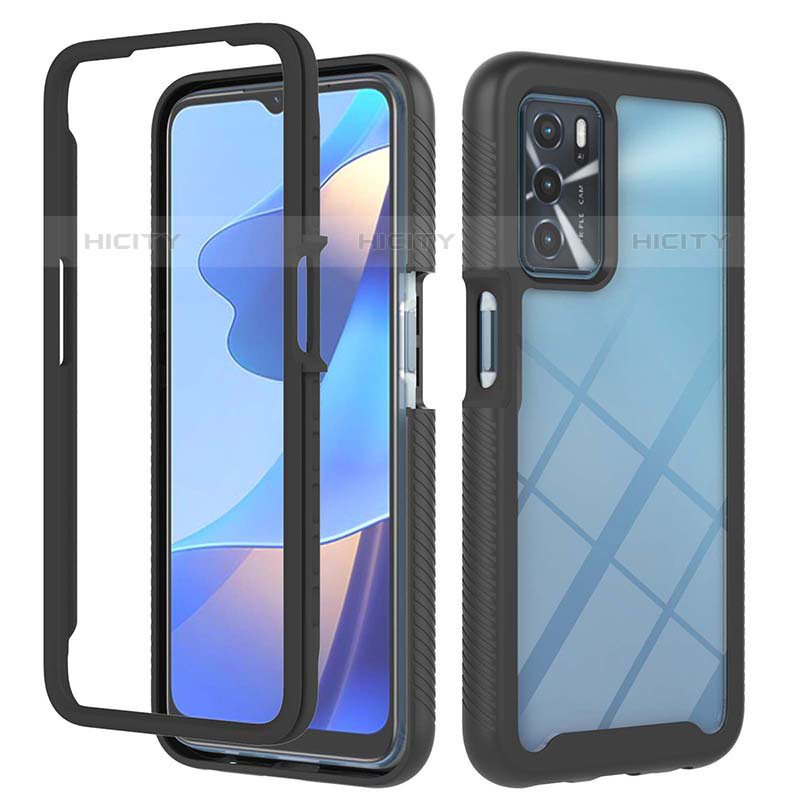 Coque Rebord Contour Silicone et Vitre Transparente Housse Etui 360 Degres ZJ1 pour Oppo A54s Noir Plus