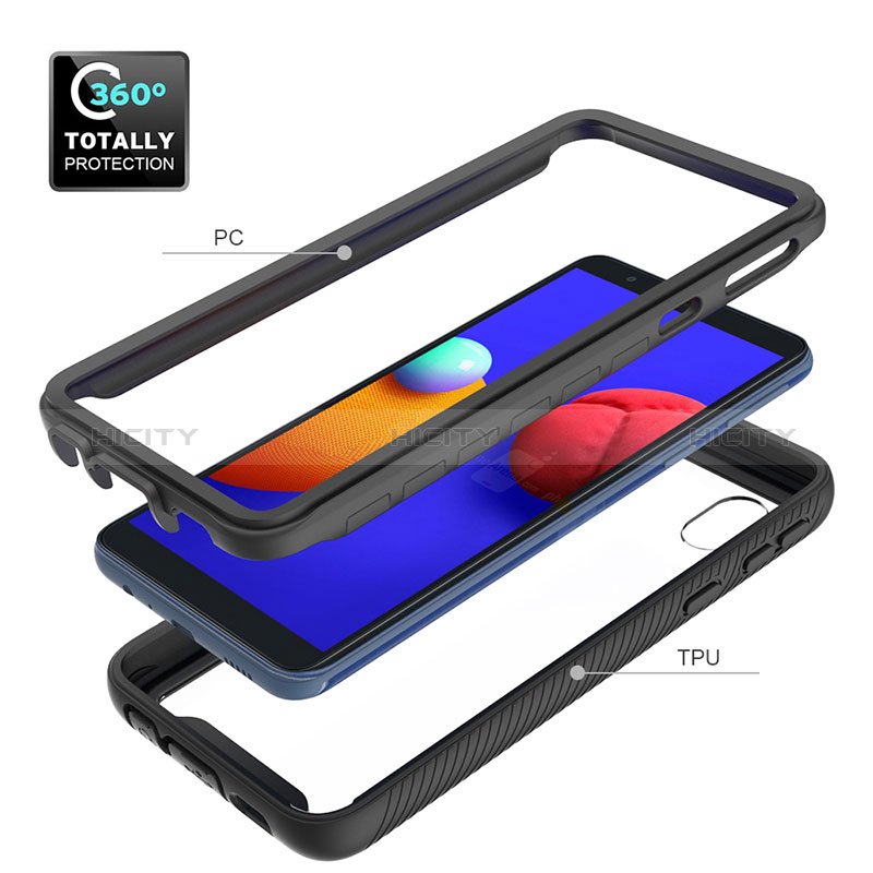 Coque Rebord Contour Silicone et Vitre Transparente Housse Etui 360 Degres ZJ1 pour Samsung Galaxy A01 Core Plus