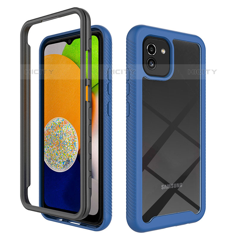 Coque Rebord Contour Silicone et Vitre Transparente Housse Etui 360 Degres ZJ1 pour Samsung Galaxy A03 Plus