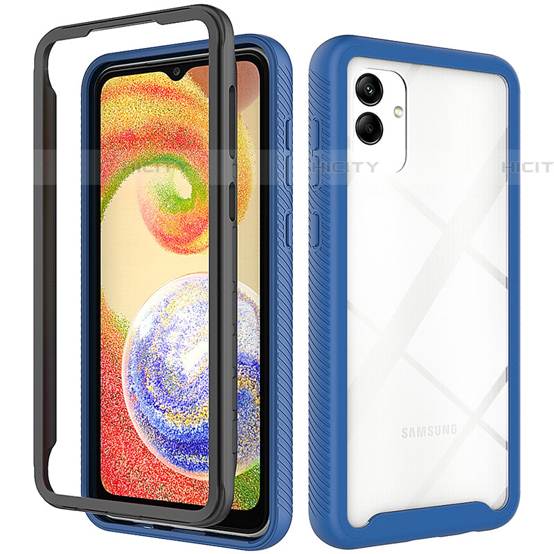 Coque Rebord Contour Silicone et Vitre Transparente Housse Etui 360 Degres ZJ1 pour Samsung Galaxy A04E Bleu Plus