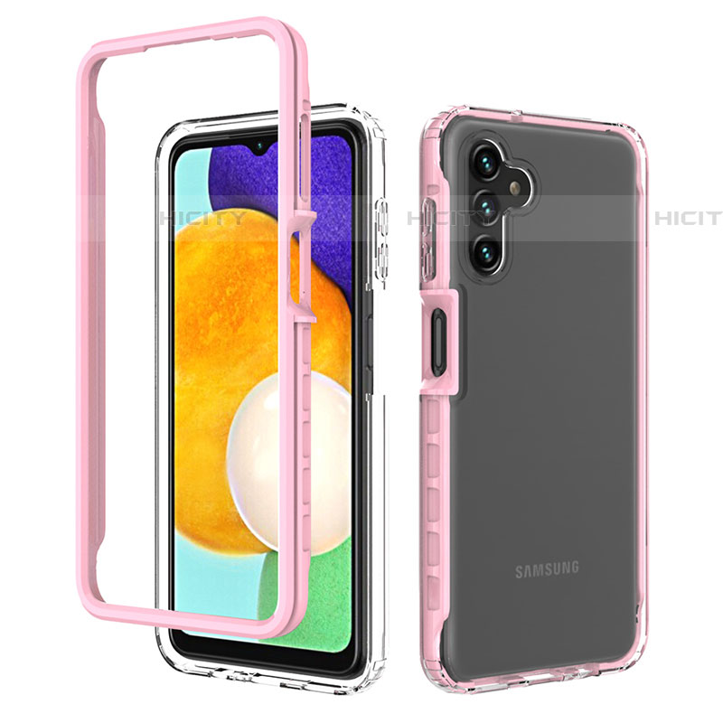 Coque Rebord Contour Silicone et Vitre Transparente Housse Etui 360 Degres ZJ1 pour Samsung Galaxy A04s Rose Plus