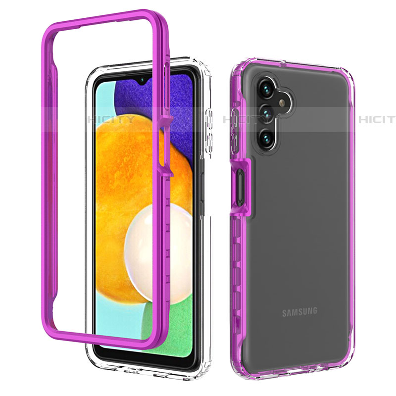 Coque Rebord Contour Silicone et Vitre Transparente Housse Etui 360 Degres ZJ1 pour Samsung Galaxy A04s Violet Plus