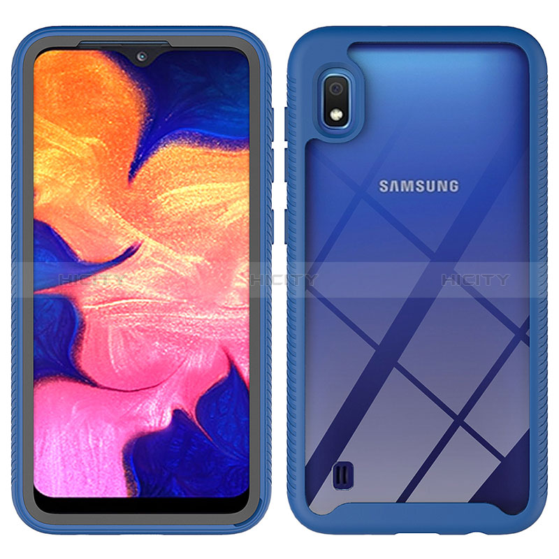 Coque Rebord Contour Silicone et Vitre Transparente Housse Etui 360 Degres ZJ1 pour Samsung Galaxy A10 Bleu Plus