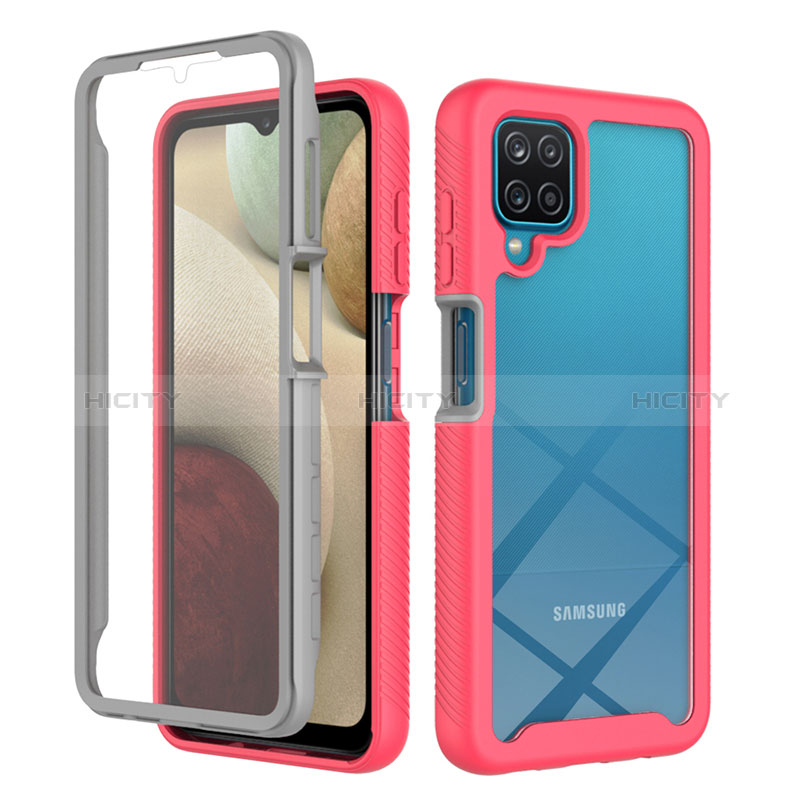 Coque Rebord Contour Silicone et Vitre Transparente Housse Etui 360 Degres ZJ1 pour Samsung Galaxy A12 Nacho Plus