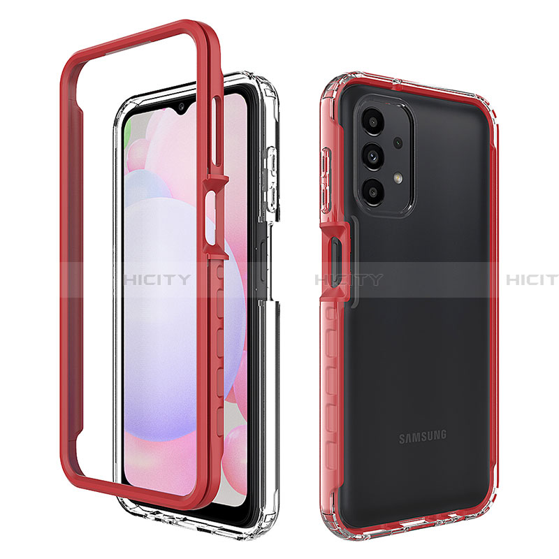 Coque Rebord Contour Silicone et Vitre Transparente Housse Etui 360 Degres ZJ1 pour Samsung Galaxy A13 4G Rouge Plus