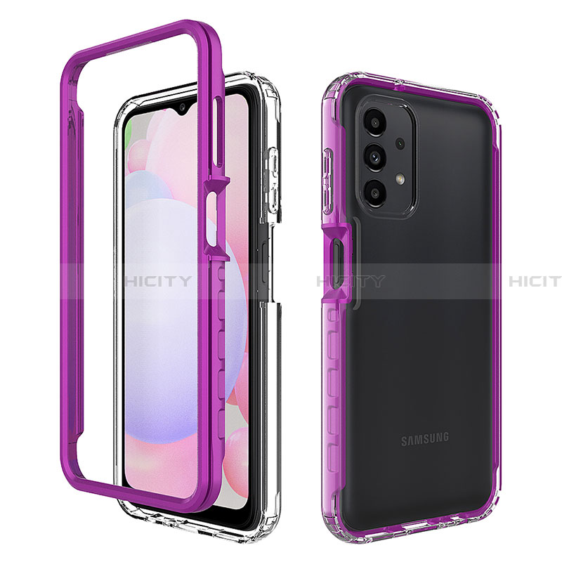 Coque Rebord Contour Silicone et Vitre Transparente Housse Etui 360 Degres ZJ1 pour Samsung Galaxy A13 4G Violet Plus