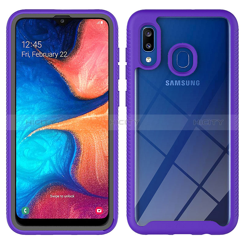 Coque Rebord Contour Silicone et Vitre Transparente Housse Etui 360 Degres ZJ1 pour Samsung Galaxy A20 Violet Plus