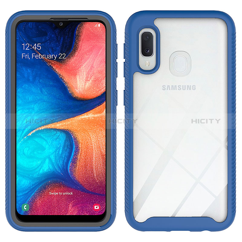 Coque Rebord Contour Silicone et Vitre Transparente Housse Etui 360 Degres ZJ1 pour Samsung Galaxy A20e Bleu Plus