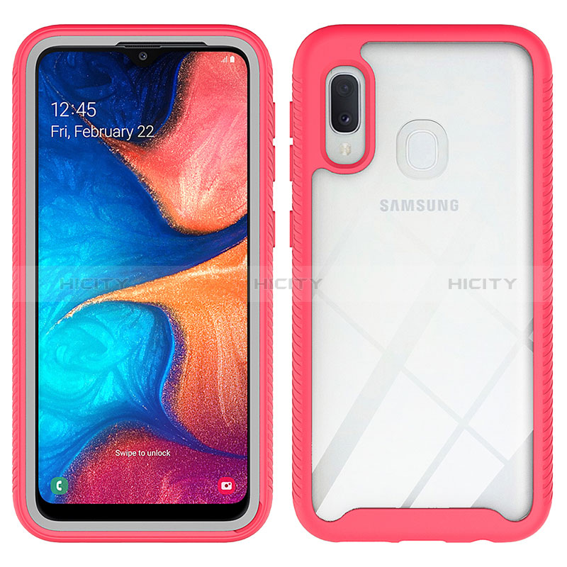 Coque Rebord Contour Silicone et Vitre Transparente Housse Etui 360 Degres ZJ1 pour Samsung Galaxy A20e Rose Rouge Plus