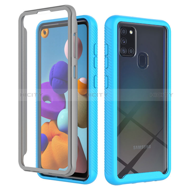 Coque Rebord Contour Silicone et Vitre Transparente Housse Etui 360 Degres ZJ1 pour Samsung Galaxy A21s Plus