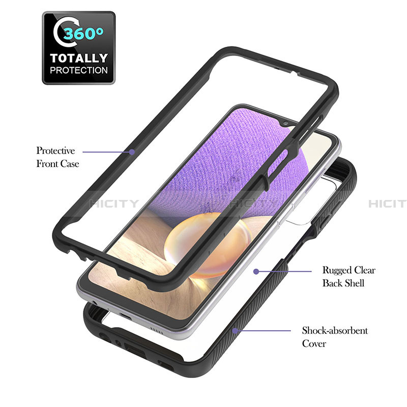 Coque Rebord Contour Silicone et Vitre Transparente Housse Etui 360 Degres ZJ1 pour Samsung Galaxy A32 4G Plus