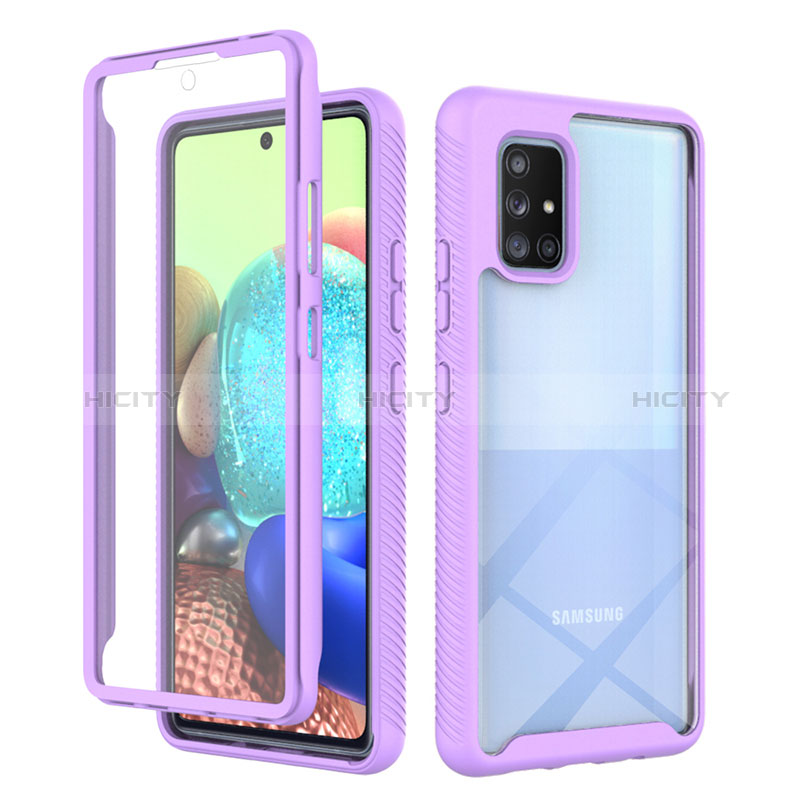 Coque Rebord Contour Silicone et Vitre Transparente Housse Etui 360 Degres ZJ1 pour Samsung Galaxy A71 4G A715 Plus