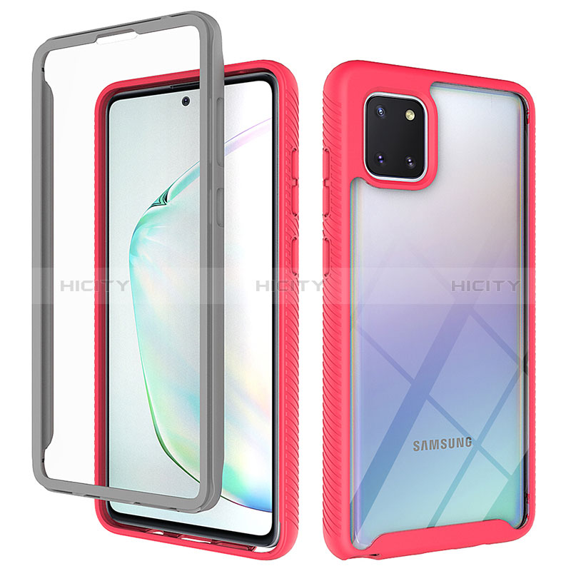 Coque Rebord Contour Silicone et Vitre Transparente Housse Etui 360 Degres ZJ1 pour Samsung Galaxy A81 Rose Rouge Plus