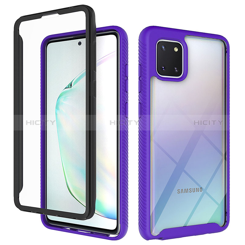 Coque Rebord Contour Silicone et Vitre Transparente Housse Etui 360 Degres ZJ1 pour Samsung Galaxy A81 Violet Clair Plus