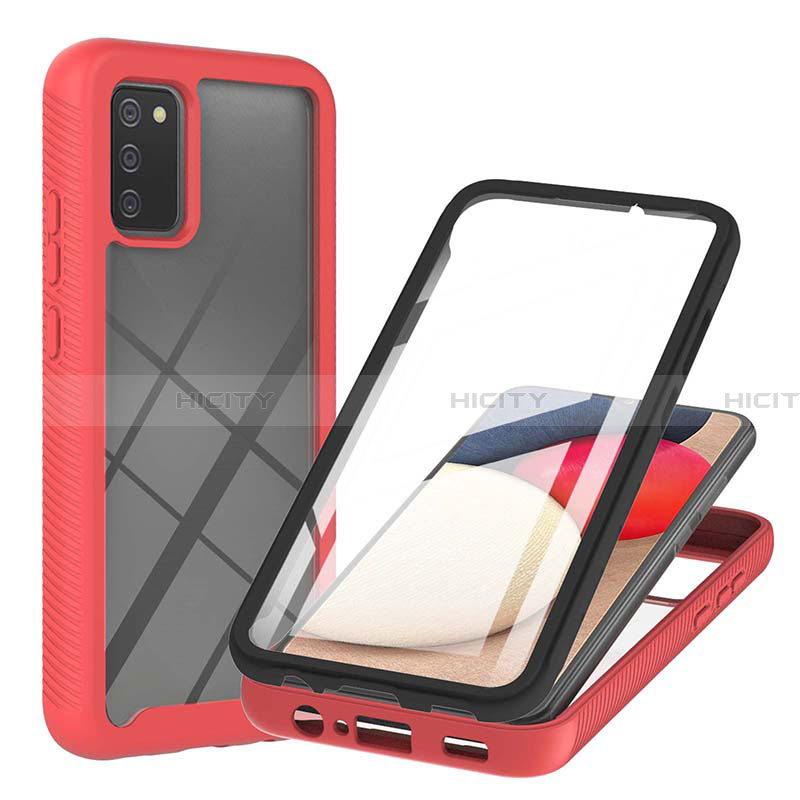 Coque Rebord Contour Silicone et Vitre Transparente Housse Etui 360 Degres ZJ1 pour Samsung Galaxy F02S SM-E025F Plus