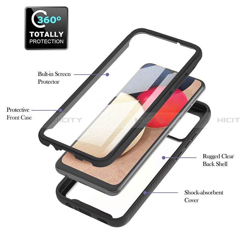 Coque Rebord Contour Silicone et Vitre Transparente Housse Etui 360 Degres ZJ1 pour Samsung Galaxy F02S SM-E025F Plus