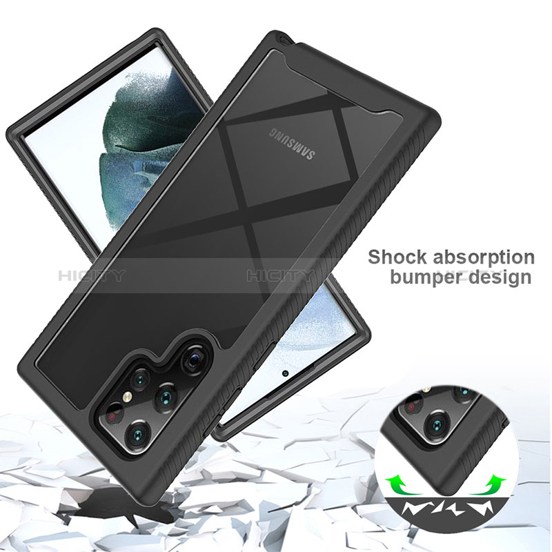 Coque Rebord Contour Silicone et Vitre Transparente Housse Etui 360 Degres ZJ1 pour Samsung Galaxy S22 Ultra 5G Plus