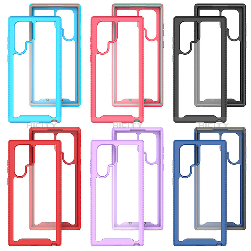 Coque Rebord Contour Silicone et Vitre Transparente Housse Etui 360 Degres ZJ1 pour Samsung Galaxy S22 Ultra 5G Plus