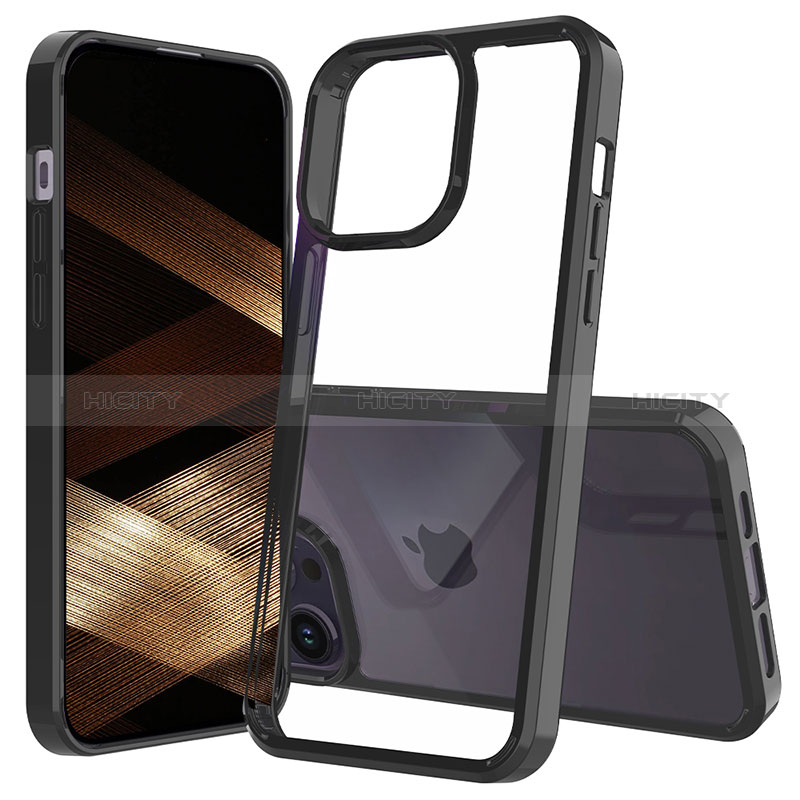 Coque Rebord Contour Silicone et Vitre Transparente Housse Etui 360 Degres ZJ2 pour Apple iPhone 13 Pro Max Noir Plus