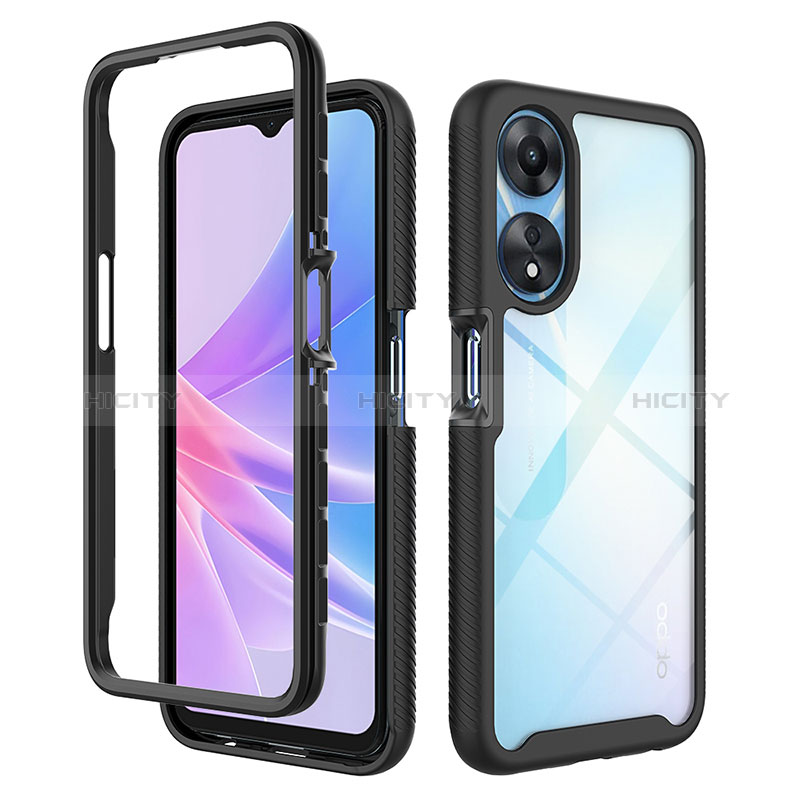 Coque Rebord Contour Silicone et Vitre Transparente Housse Etui 360 Degres ZJ2 pour Oppo A58 5G Noir Plus