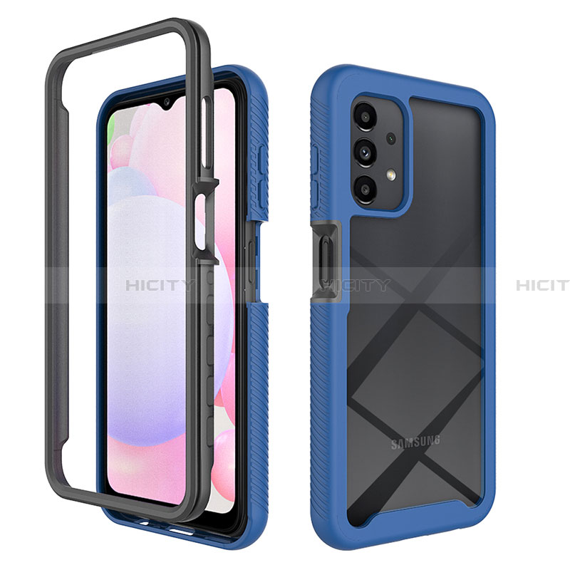 Coque Rebord Contour Silicone et Vitre Transparente Housse Etui 360 Degres ZJ2 pour Samsung Galaxy A13 4G Bleu Plus