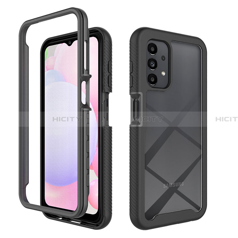 Coque Rebord Contour Silicone et Vitre Transparente Housse Etui 360 Degres ZJ2 pour Samsung Galaxy A13 4G Noir Plus