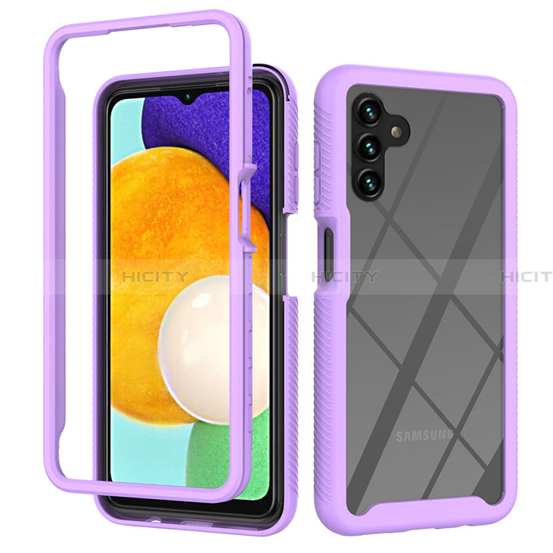 Coque Rebord Contour Silicone et Vitre Transparente Housse Etui 360 Degres ZJ2 pour Samsung Galaxy A13 5G Violet Clair Plus