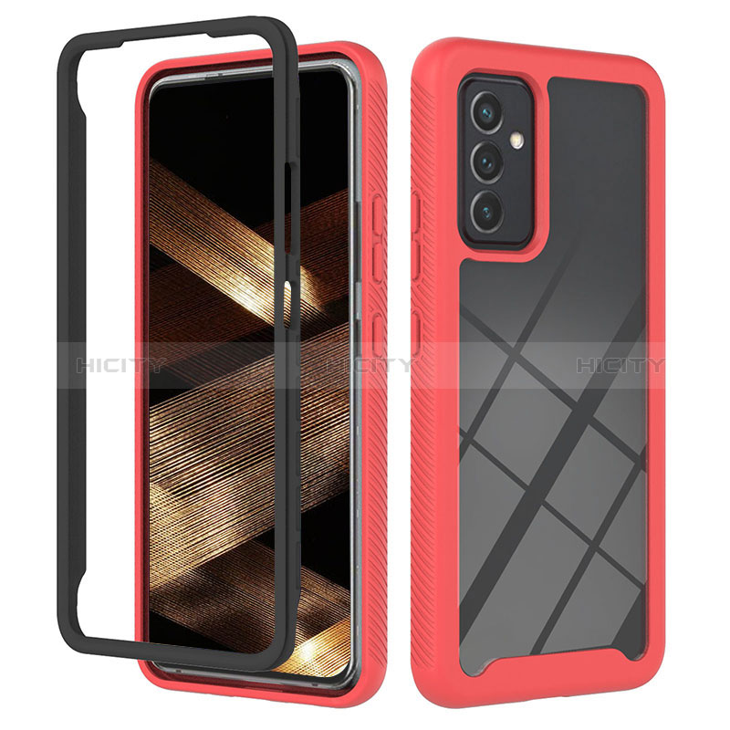 Coque Rebord Contour Silicone et Vitre Transparente Housse Etui 360 Degres ZJ2 pour Samsung Galaxy A15 4G Rouge Plus