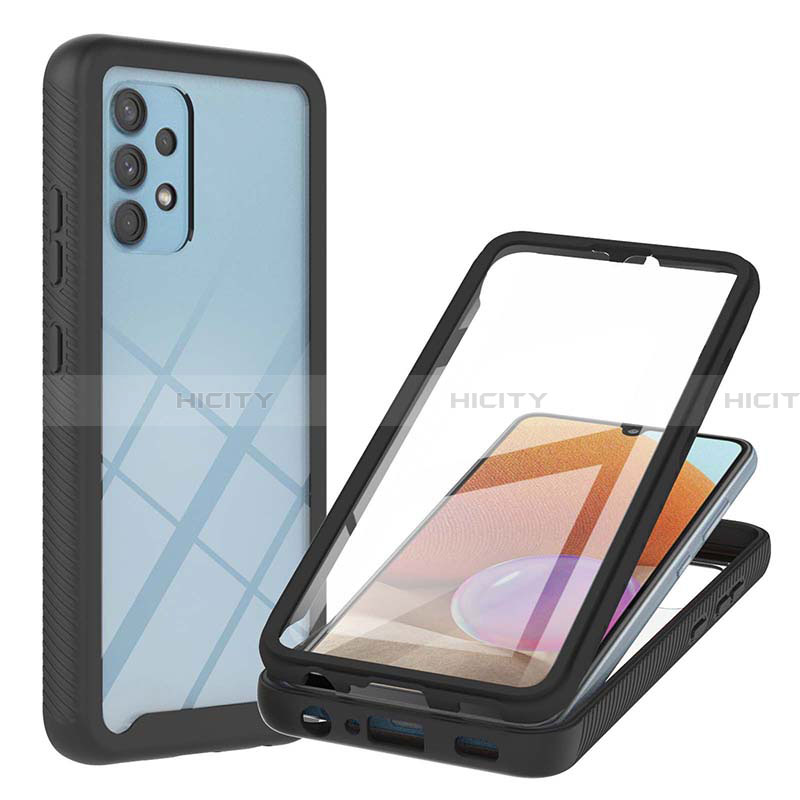 Coque Rebord Contour Silicone et Vitre Transparente Housse Etui 360 Degres ZJ2 pour Samsung Galaxy A32 4G Noir Plus